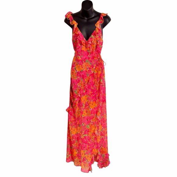 Rumored Dresses & Skirts - Floral Pink and Orange Maxi Dress